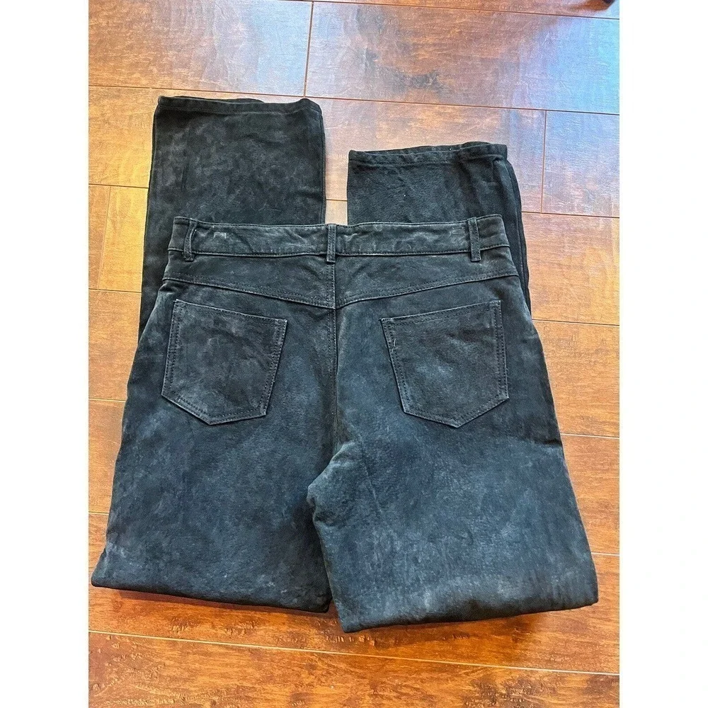 Vintage Jou Jou Skins Suede Leather Biker Y2K Slim Straight Pants Size 13/14
